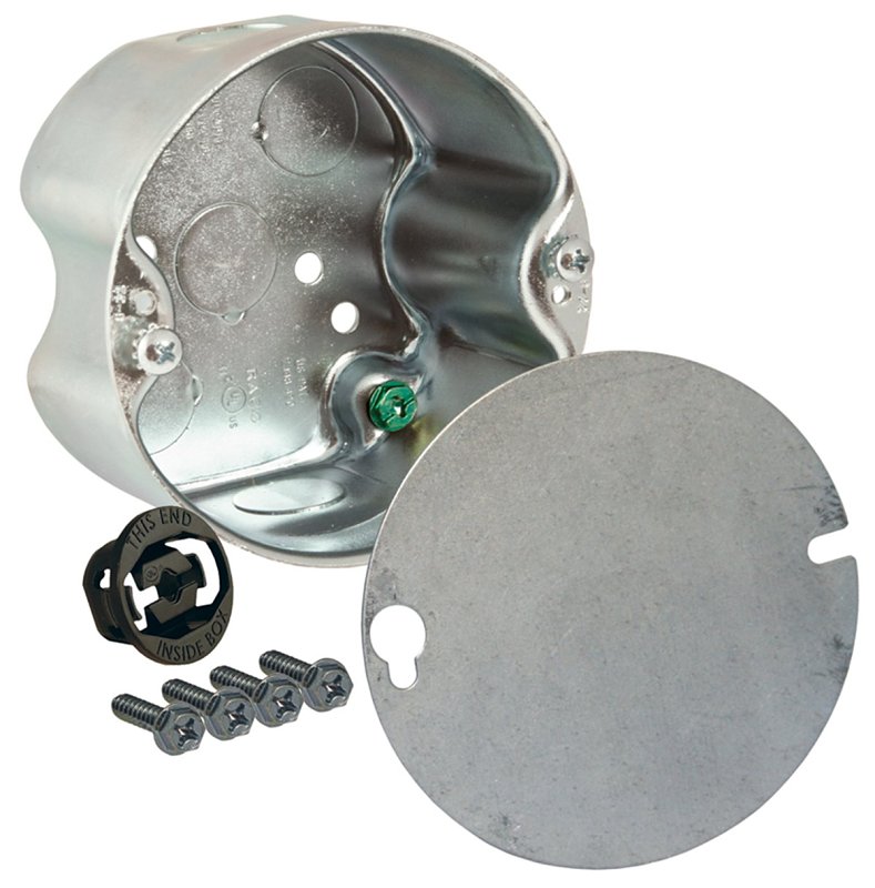 Raco 299 Fan Box, 4 in W, 2-1/8 in D, 4 in H, 1-Gang, 5-Knockout, Steel, Gray, Pre-Galvanized