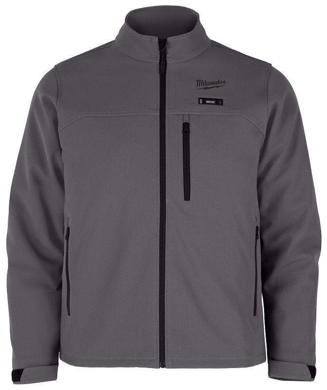 Milwaukee M12, Heated TOUGHSHELL M100G-21M Jacket Kit, M, Men's, Fits to Chest Size: 40 to 42 in, Polyester, Gray