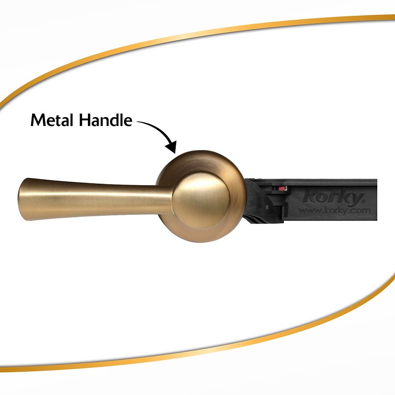 Korky 6094BP Toilet Handle and Lever, Universal Mounting, 12-1/2 in L Flush Arm, Plastic, Brushed Gold