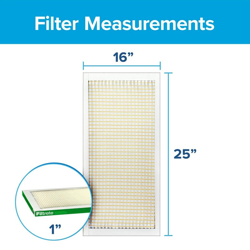 Filtrete 701-4 Pleated Air Filter, 25 in L, 16 in W, 8 MERV, 700 MPR, Fiberglass Frame