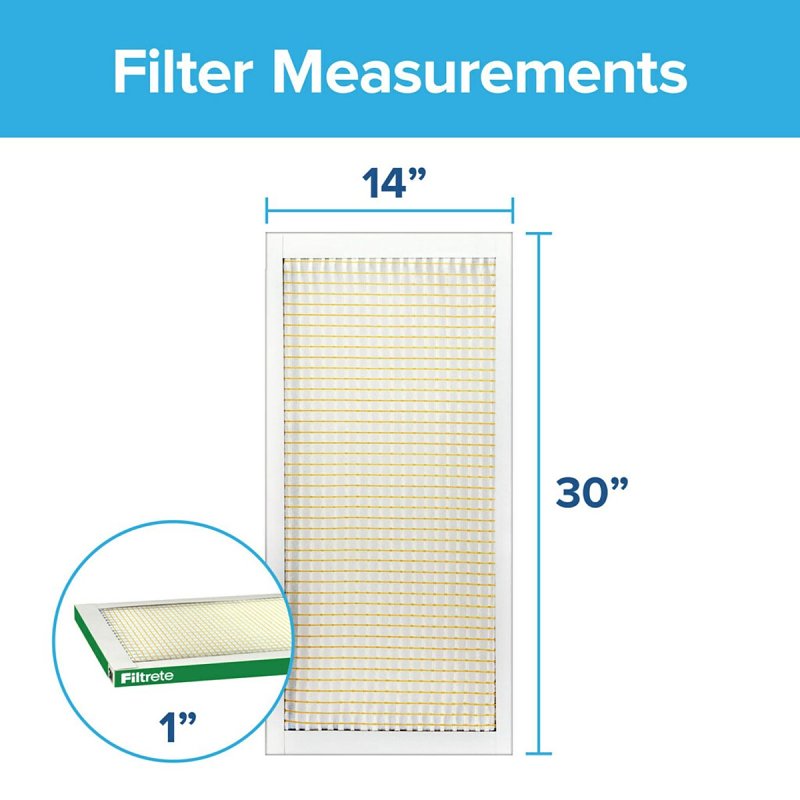 Filtrete 724-4 Pleated Air Filter, 30 in L, 14 in W, 8 MERV, 700 MPR, Fiberglass Frame