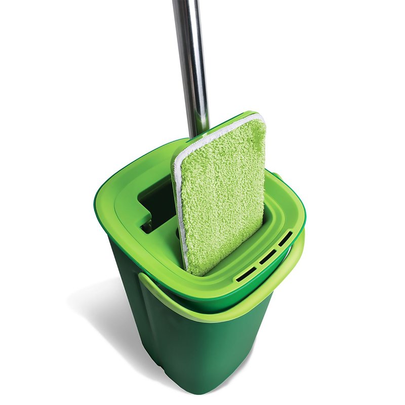 Libman Rinse 'n Wring 1516 Mop System, 51 in L, Loop and Hook Mop Connection, Microfiber Mop Head