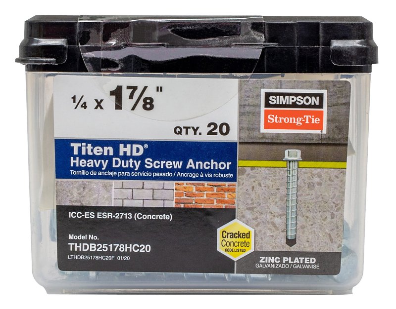 7970478: Simpson Strong-Tie Titen HD THDB25178HC20 Heavy-Duty Screw ...