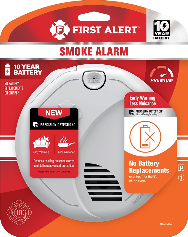 First Alert 1046764 Smoke Alarm, Ionization, Photoelectric Sensor