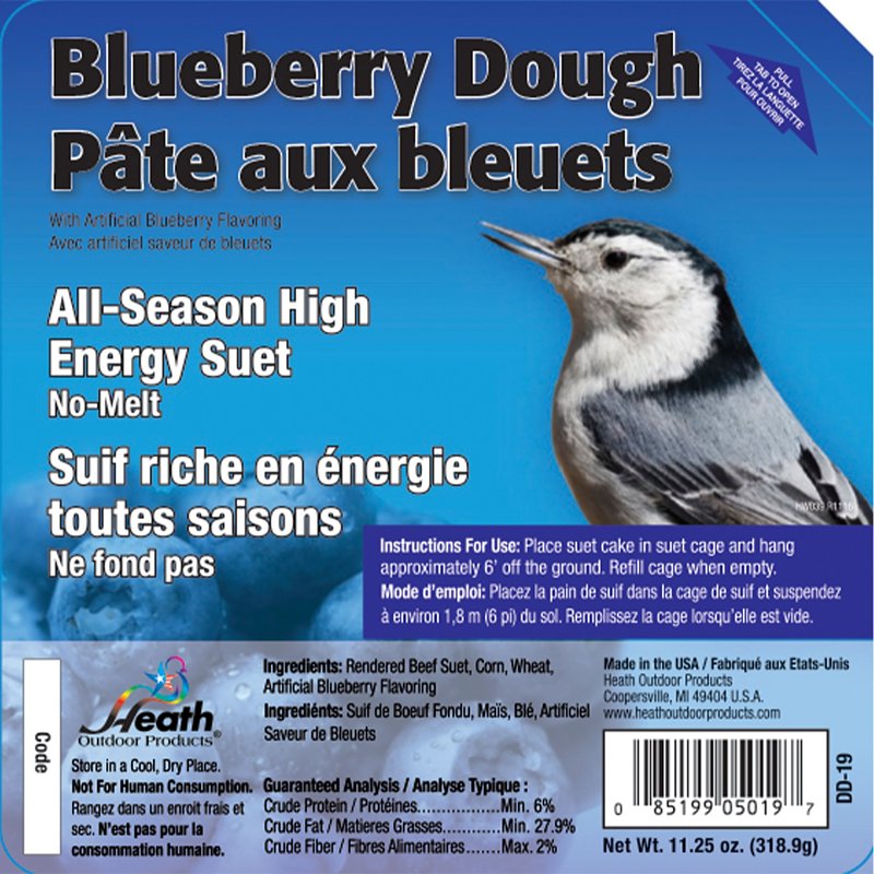 Heath DD-19 Suet Cake, All-Season, Blueberry Dough, 11.25 oz