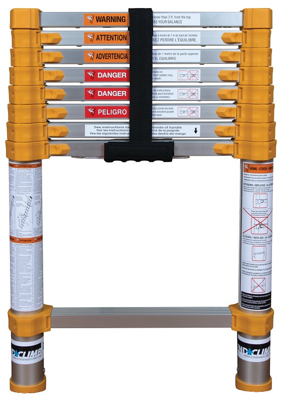 Xtend+Climb Home Series 750P Telescoping Ladder, 12-1/2 ft Max Reach H, 9-Step, 250 lb, 1-1/2 in D Step, Aluminum