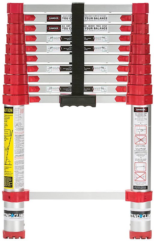 Xtend+Climb Home Series 760P Telescoping Ladder, 14-1/2 ft Max Reach H, 11-Step, 250 lb, 1-1/2 in D Step, Aluminum