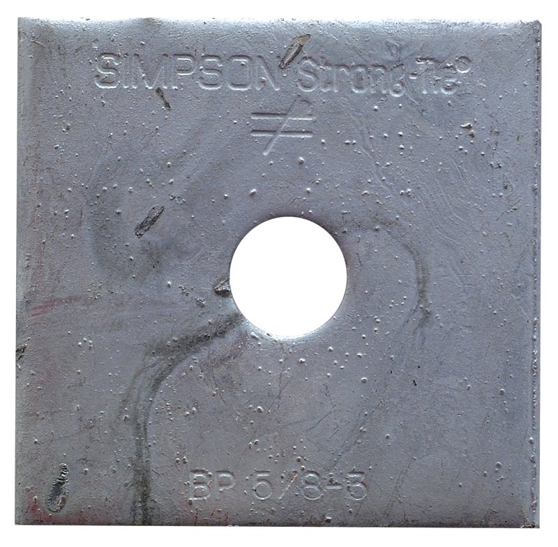 Simpson Strong-Tie BP Series BP 5/8-3HDG Bearing Plate, 3 in L x 3 in W x 1/4 in H Dimensions, 3 ga, Steel