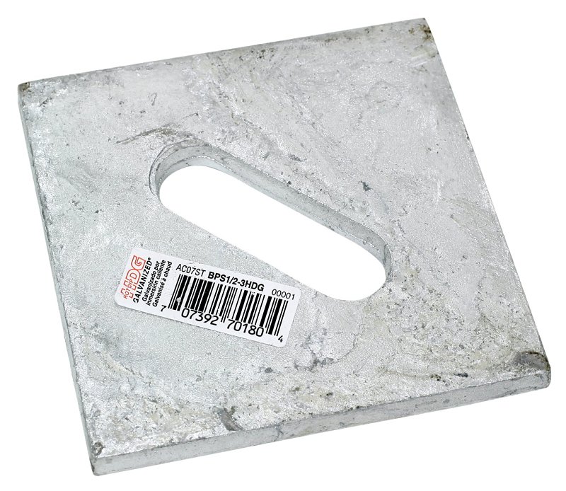 Simpson Strong-Tie BP Series BPS 1/2-3HDG Bearing Plate, 3 in L x 3 in W Dimensions, 3 ga, Steel