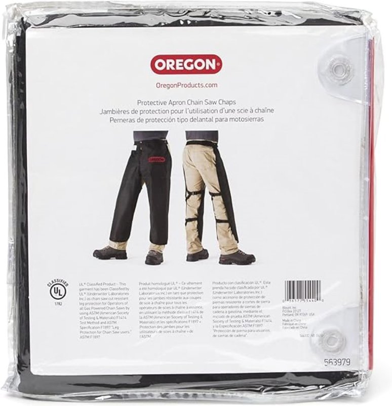 Oregon 563979 Protective Chaps, 46 in Waist, 36 in L, Black