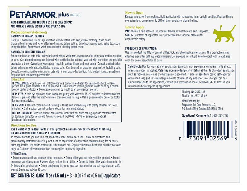 PetArmor Plus 5391 Flea and Tick Topical Treatment, Liquid Tube