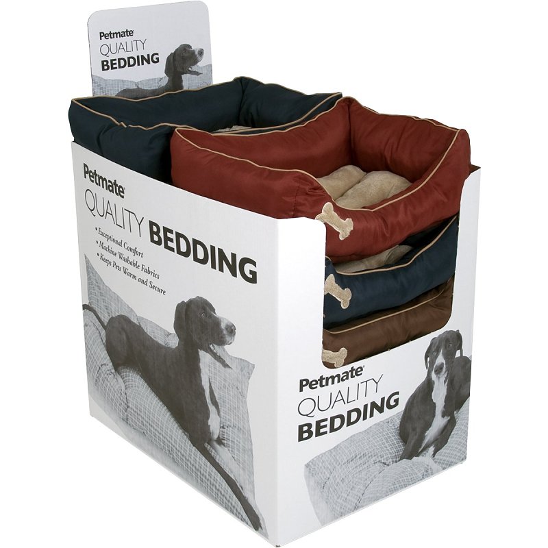 Aspenpet 28380 Lounger Bed with Bone Applique, 25 in L, 21 in W, Rectangular, High-Loft Polyester Fiberfill Fill
