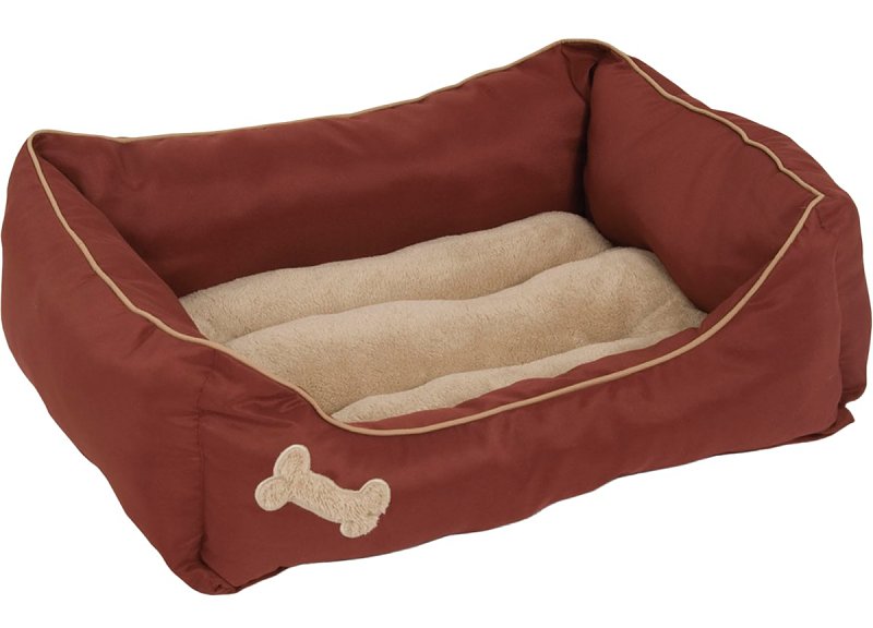 Aspenpet 28380 Lounger Bed with Bone Applique, 25 in L, 21 in W, Rectangular, High-Loft Polyester Fiberfill Fill