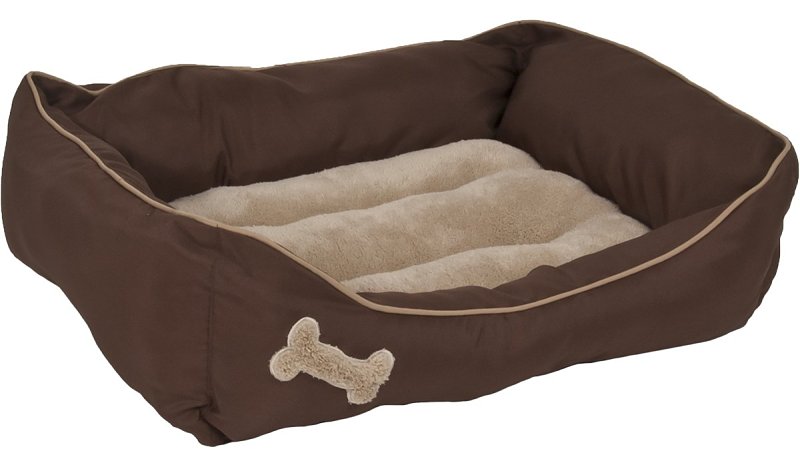 Aspenpet 28380 Lounger Bed with Bone Applique, 25 in L, 21 in W, Rectangular, High-Loft Polyester Fiberfill Fill