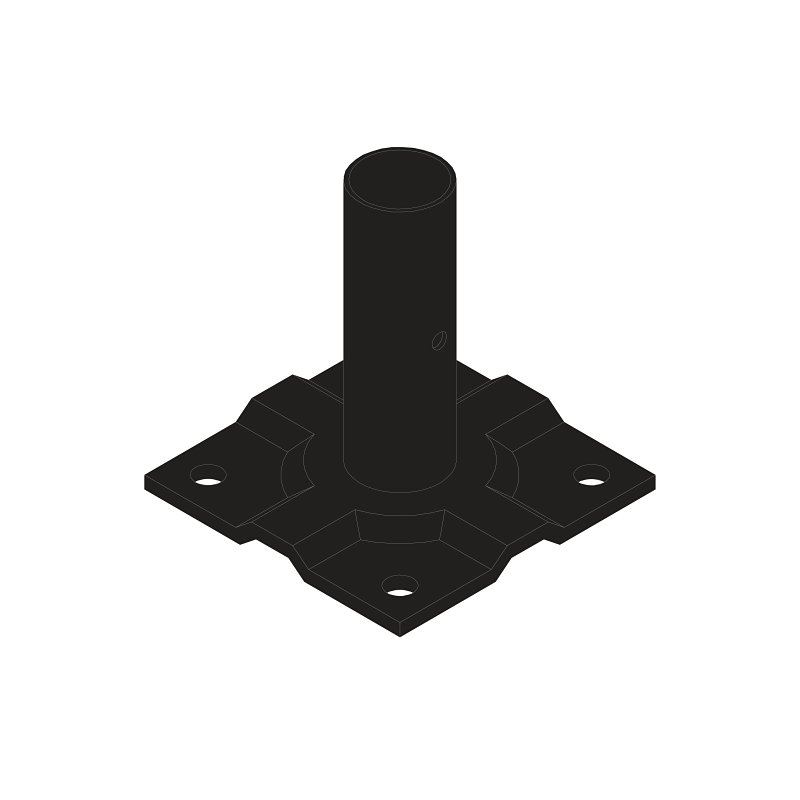 Nuvo Iron QFSM3 Surface Mount Plate, Metal, Black, Painted, For: 1 in Quick-Fence Posts