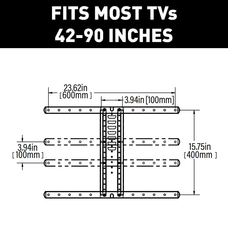 Sanus LLF225 Full-Motion TV Mount, Steel, Black, Wall Mounting, For: 42 to 90 in, Up to 120 lb TVs