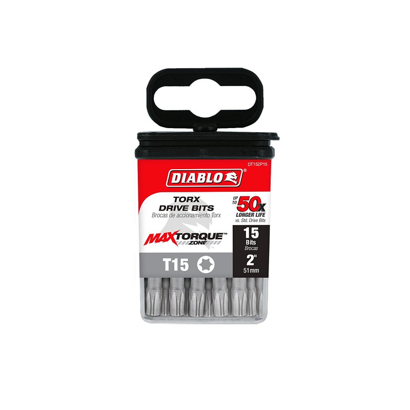 Diablo DT152P15 Screwdriver Insert Bit, #15 Drive, Torx Drive, 2 in L, 15/PK