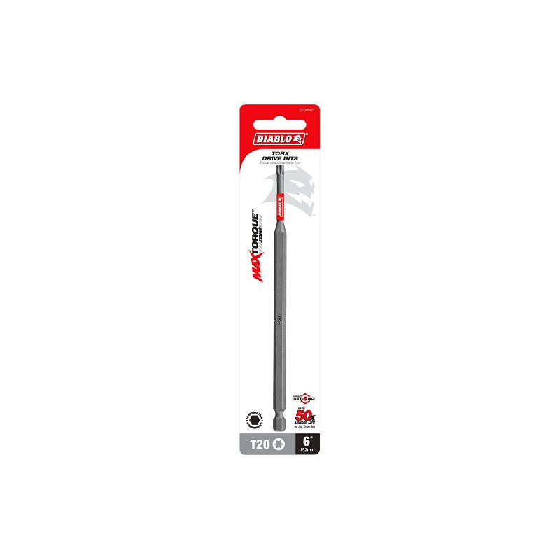 Diablo DT206P1 Screwdriver Insert Bit, #20 Drive, Torx Drive, 6 in L
