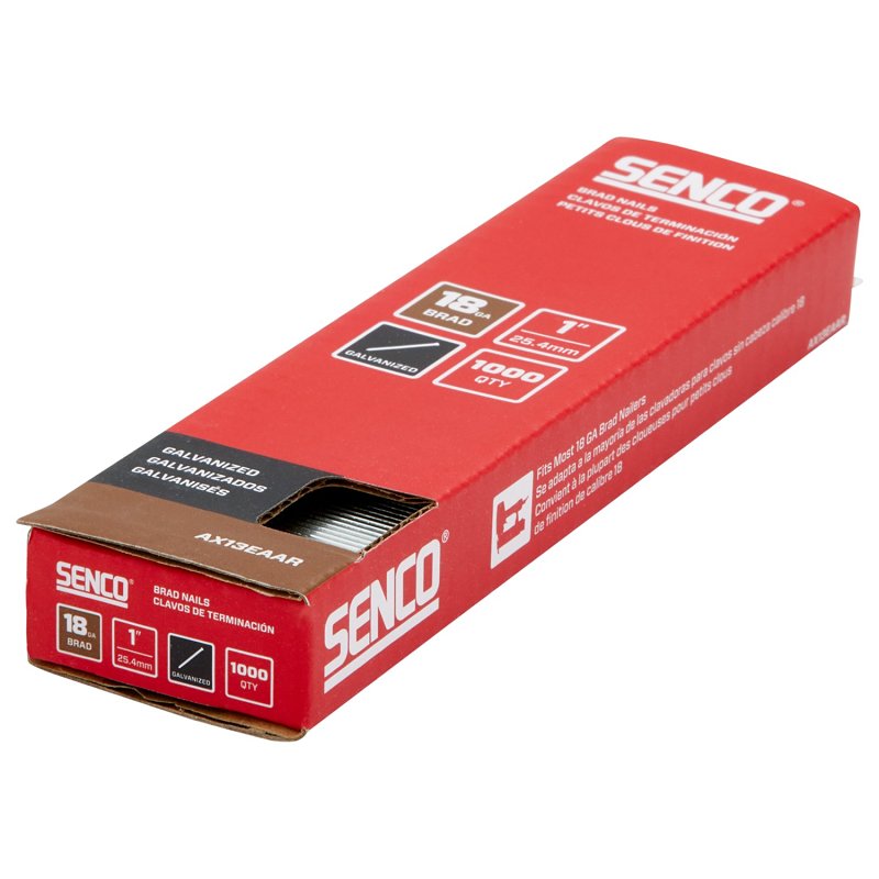 Senco AX13EAAR Brad Nail Strip, 1 in L, 18 ga, Galvanized/Plain, Medium Head