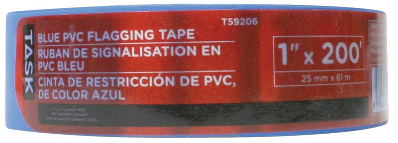 Task T59206 Flagging Tape, 200 ft L, 1 in W, Blue, PVC
