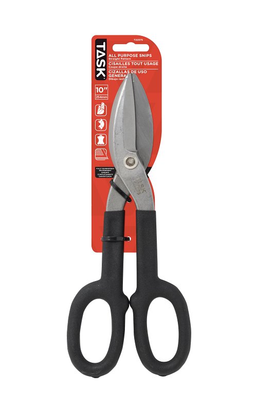 Task T22375 Snip, 10 in OAL, Straight Cut, Chrome Molybdenum Steel Blade