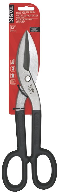 Task T22376 Pattern Snip, 12 in OAL, Straight Cut, Tool Steel Blade, Non-Slip Grip Handle
