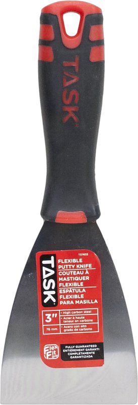 Task T37632 Flexible Putty Knife, 3 in W Blade, HCS Blade, FlexFit Grip Handle