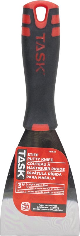 Task T37633 Stiff Putty Knife, 3 in W Blade, HCS Blade, FlexFit Grip Handle
