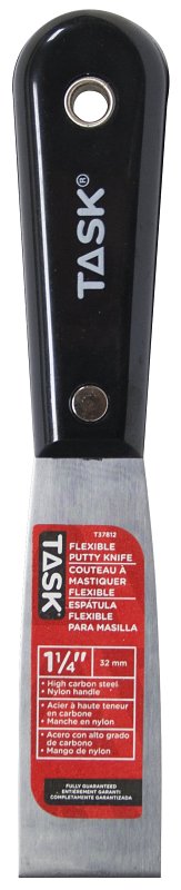 Task T37812 Flexible Putty Knife, 1-1/4 in W Blade, HCS Blade, Nylon Handle
