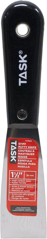 Task T37823 Stiff Putty Knife, 1-1/2 in W Blade, HCS Blade, Nylon Handle