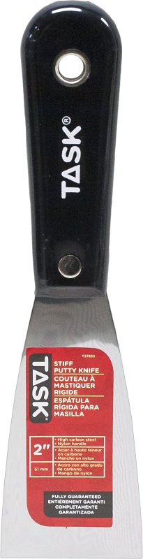 Task T37833 Stiff Putty Knife, 2 in W Blade, HCS Blade, Nylon Handle