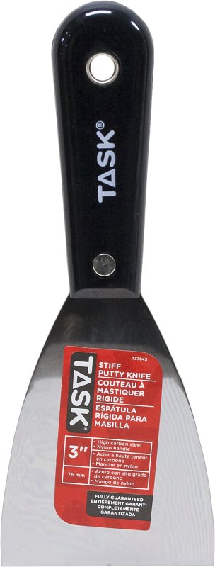 Task T37843 Stiff Putty Knife, 3 in W Blade, HCS Blade, Nylon Handle