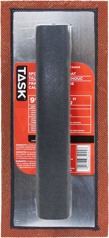 Task T34045 Tile Float, 9 in L, 4 in W, Aluminum/Sponge Rubber, Red