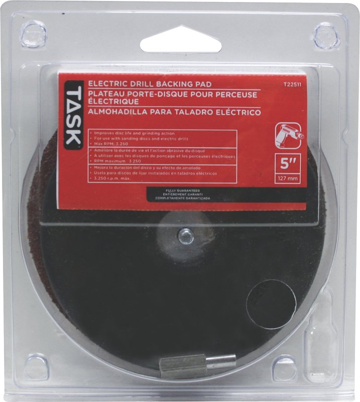 Task T22511 Backing Pad, 5 in Dia, 1/4 in Arbor/Shank, Rubber