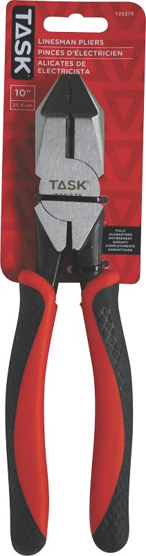 Task T25375 Linesman Plier, 10 in OAL, Rubberized Grip Handle