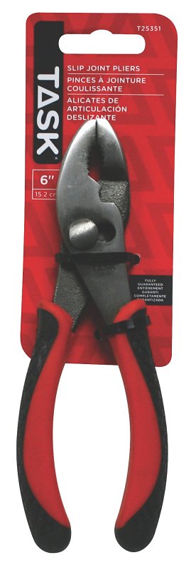 Task T25351 Slip Joint Plier, 6 in OAL, Soft Touch Grip Handle