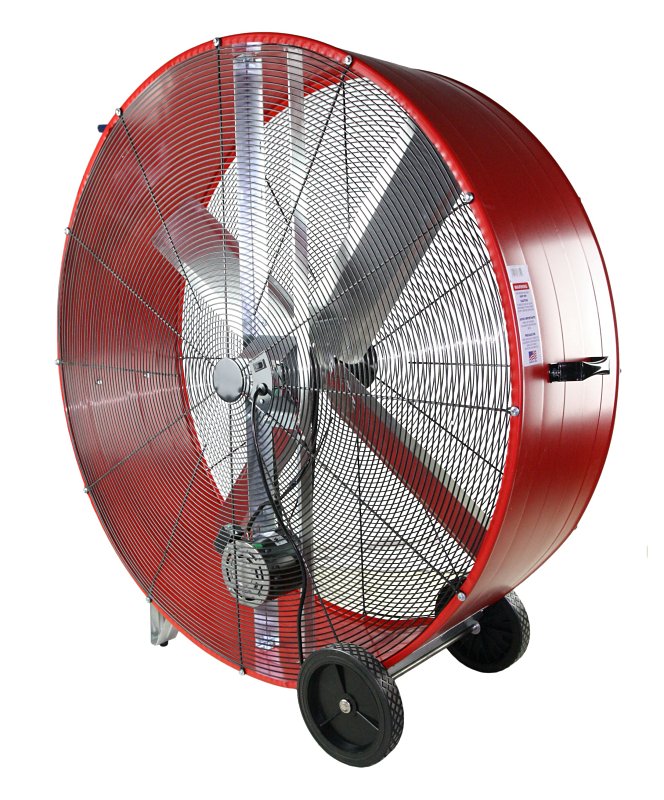MaxxAir BF48BDRED Portable Drum Fan, 120 V, 2-Speed, 10,100 to 18,000 cfm Air, Black/Red