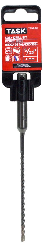 Task T75002 Rotary Hammer Drill Bit, 5/32 in Dia, 6 in OAL, 2-Flute, SDS Plus Shank