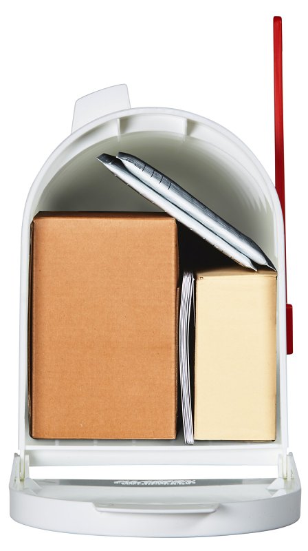 Pro-Df P9220B Curbside Mailbox, 9 cu-in, Plastic, 7 in W, 19-1/2 in D, 10 in H, White