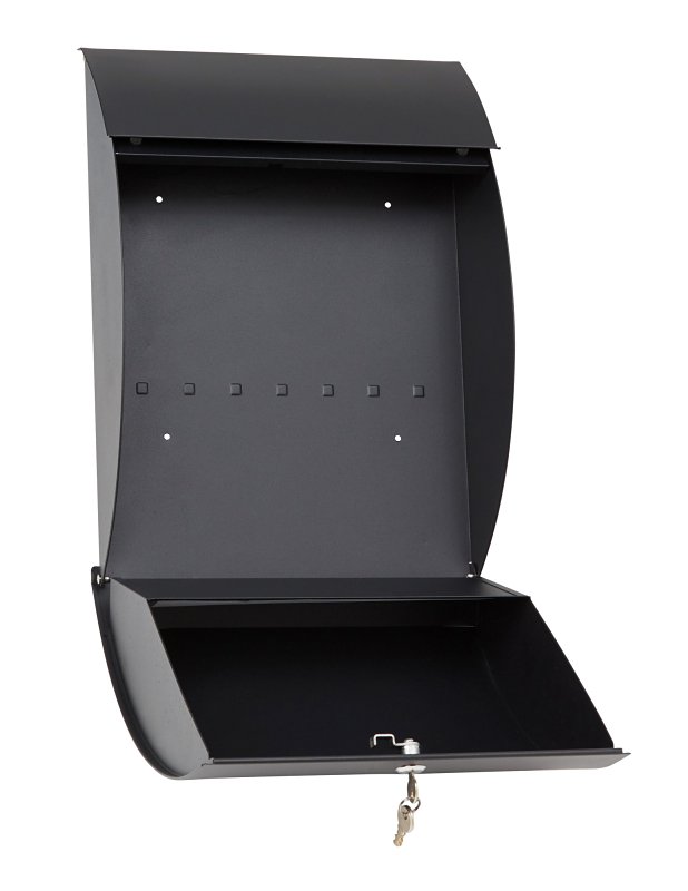 Pro-Df MS26901 Large Lockable Mailbox, 1200 cu-in, Metal, Powder-Coated, Black, 13-1/4 in W, 5-1/4 in D, 18 in H