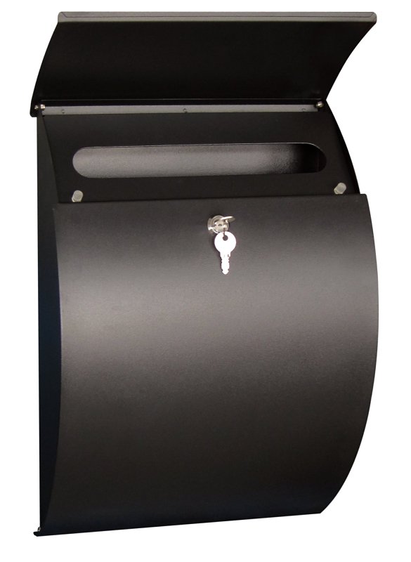 Pro-Df MS26901 Large Lockable Mailbox, 1200 cu-in, Metal, Powder-Coated, Black, 13-1/4 in W, 5-1/4 in D, 18 in H