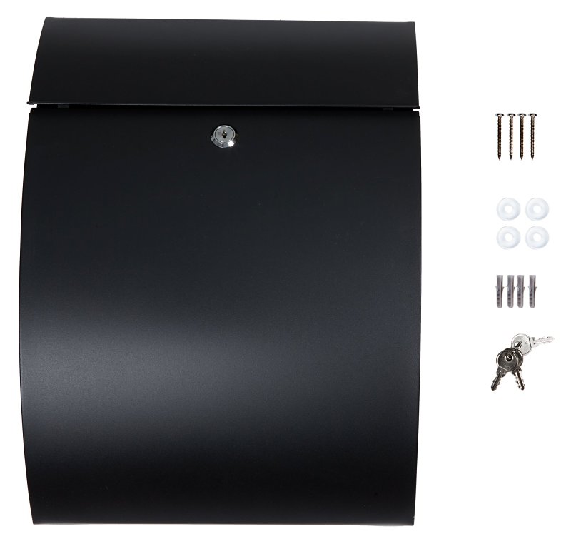 Pro-Df MS26901 Large Lockable Mailbox, 1200 cu-in, Metal, Powder-Coated, Black, 13-1/4 in W, 5-1/4 in D, 18 in H