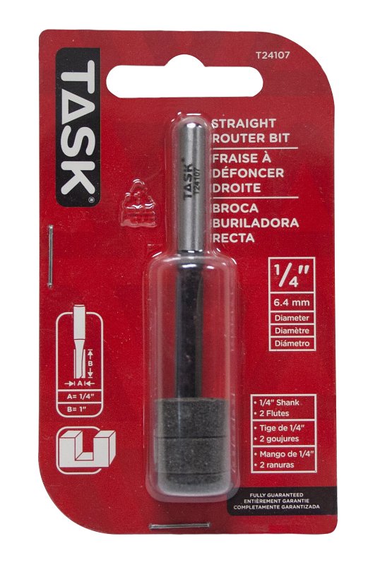 Task T24107 Router Bit, 1/4 in Dia Cutter, 1/4 in Dia Shank