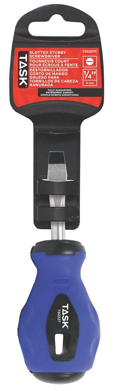Task T50227C Screwdriver, 1/4 in Drive, Slotted Drive, 1-1/2 in L Shank, Rubber Handle, Soft-Grip Handle