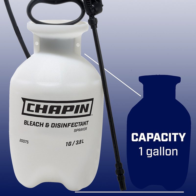Chapin 20075 Bleach Sprayer, 1 gal Tank, Poly Tank, 34 in L Hose