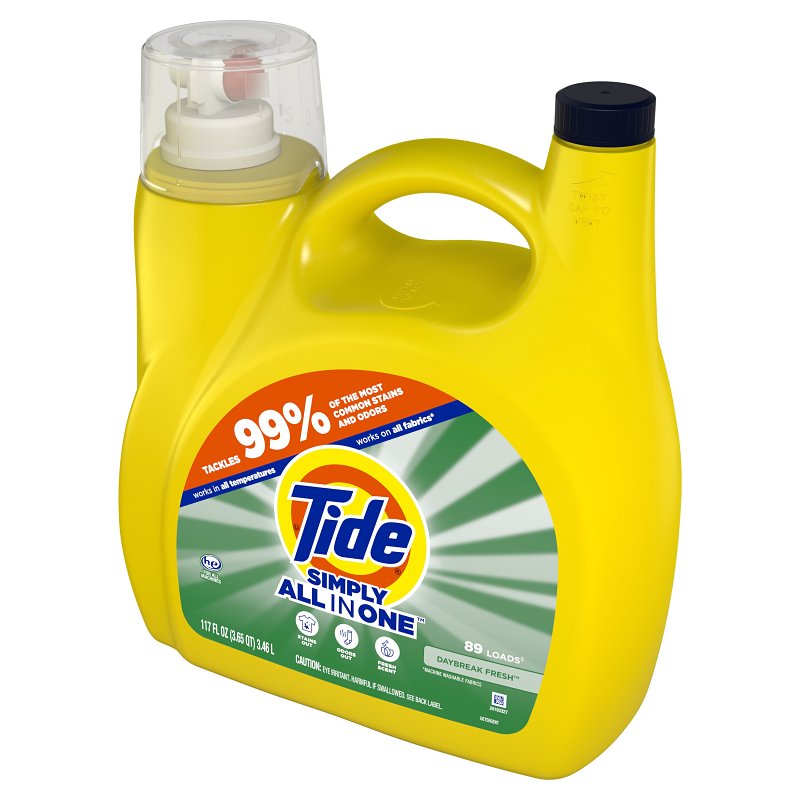 Tide Simply Clean and Fresh Series 80795533 High-Efficiency Laundry Detergent, 117 fl-oz, Bottle, Liquid, Daybreak Fresh