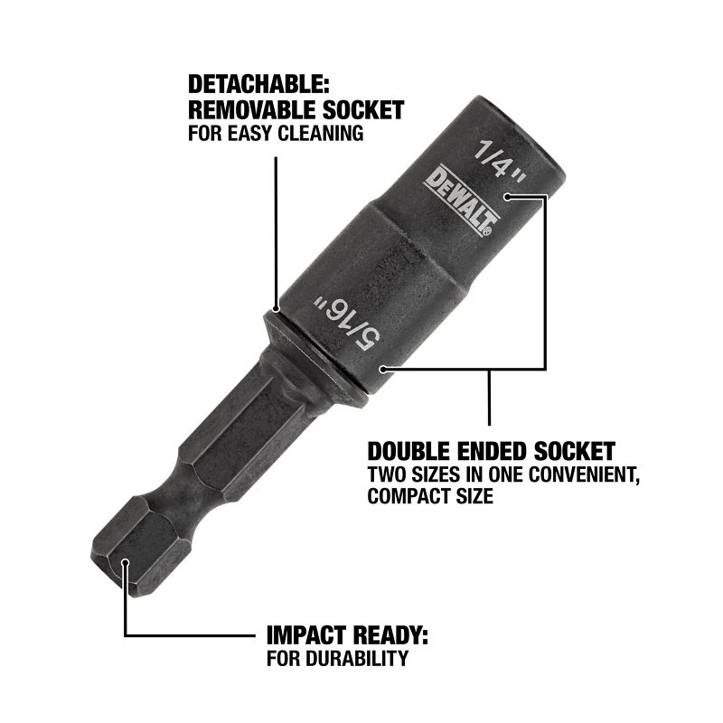 DEWALT DWADEND14516 Double-Ended Nut Driver, 1/4, 5/16 in Drive, Hollow Hex Drive