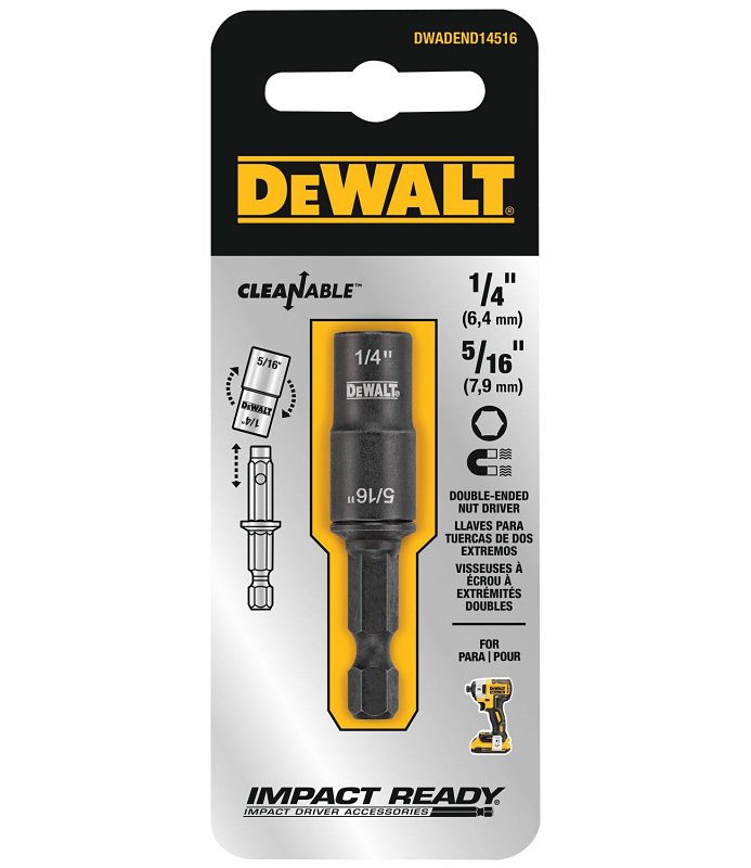 DEWALT DWADEND14516 Double-Ended Nut Driver, 1/4, 5/16 in Drive, Hollow Hex Drive