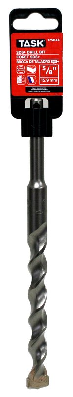 Task T75044 Rotary Hammer Drill Bit, 5/8 in Dia, 8 in OAL, 2-Flute, SDS Plus Shank