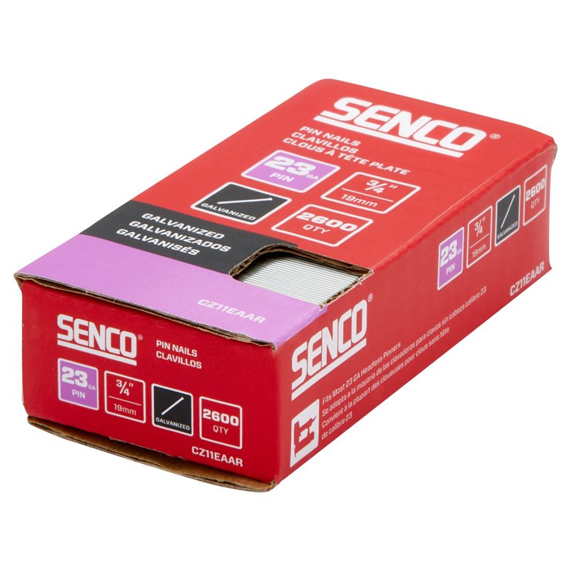 Senco CZ11EAAR Micro Pin Strip, 3/4 in L, 23 ga, Galvanized/Plain, Headless